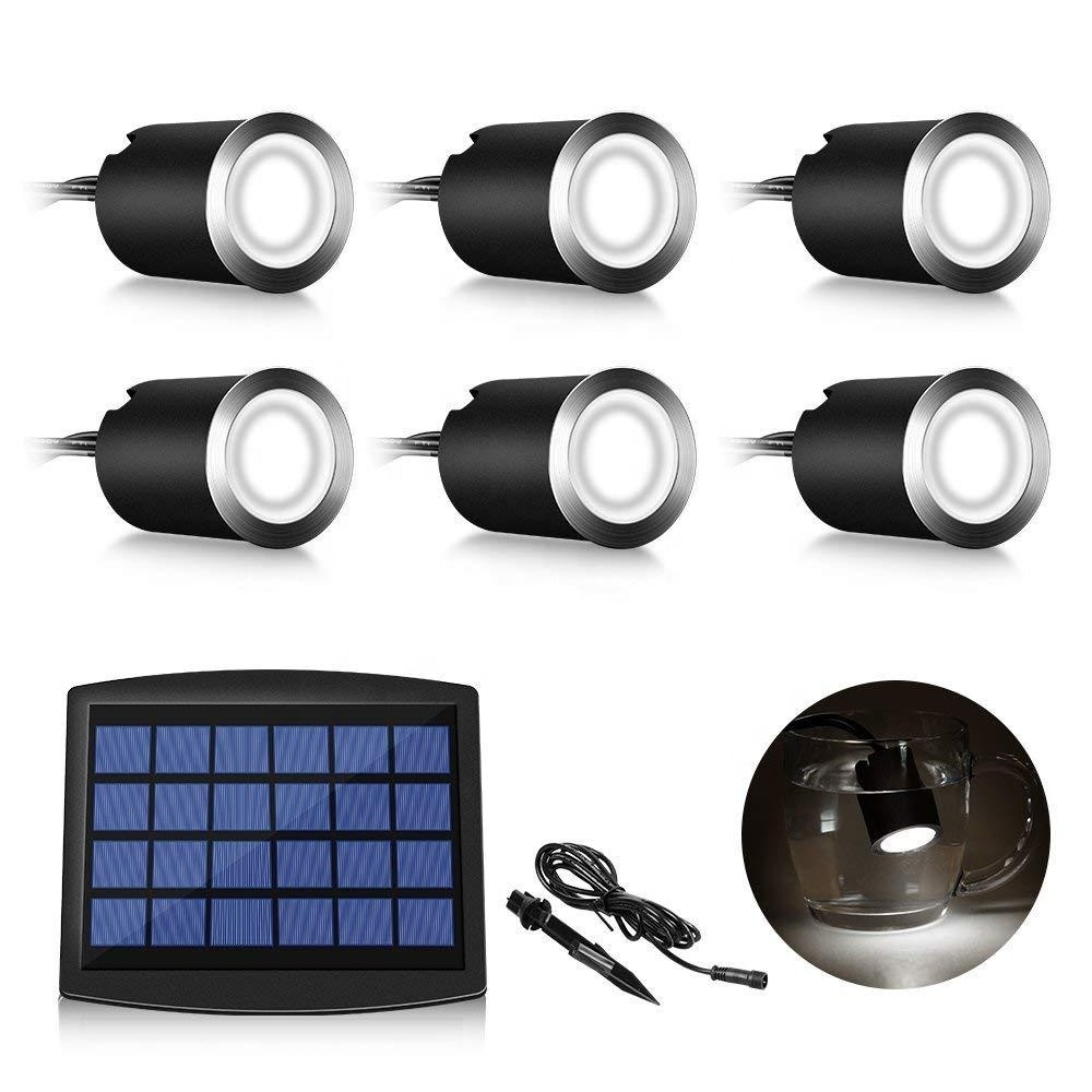 6/8pcs LED Solar Deck Light 32mm Waterproof IP67 Underground Lights Solar Powered Outdoor Floor lamp Patio Stair Spotlight