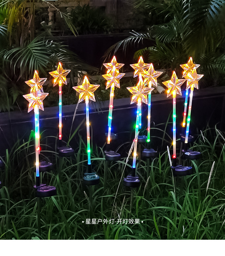 Outdoor Solar Led Star Spike Light For  Christmas  Party Holiday Landscape Garden Pathway Lawn Security Gate Villa