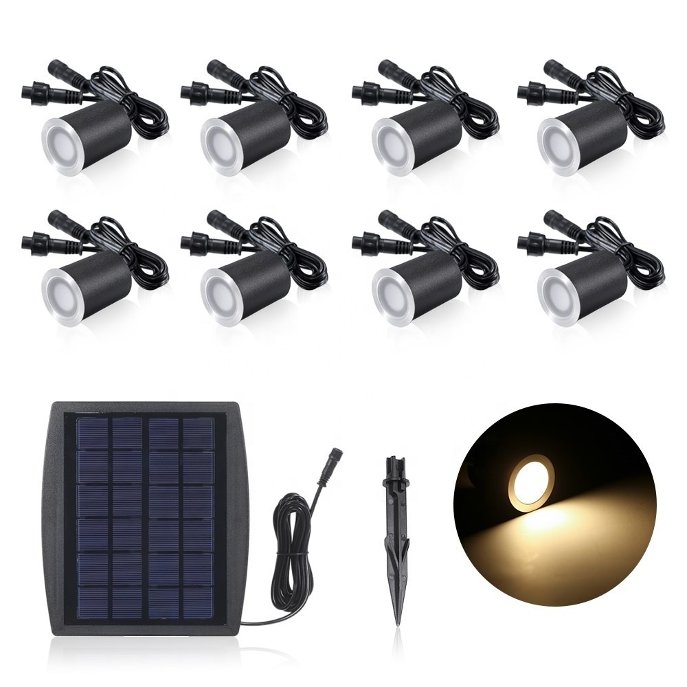 6/8pcs LED Solar Deck Light 32mm Waterproof IP67 Underground Lights Solar Powered Outdoor Floor lamp Patio Stair Spotlight