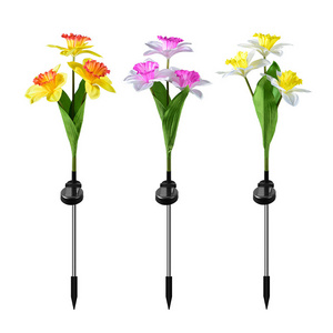 LED Solar Narcissus Flower Stake Light For Garden Pathway Landscape Security Villa Gate Park Lawn Holiday Party Christmas