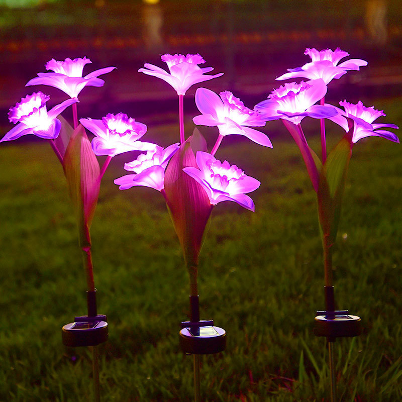 LED Solar Narcissus Flower Stake Light For Garden Pathway Landscape Security Villa Gate Park Lawn Holiday Party Christmas