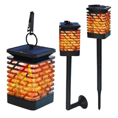 IP65 Outdoor 3 in 1 33 Led Solar Garden Light Landscape Pathway Wall  Flame Lawn Spike Hanging Table Light