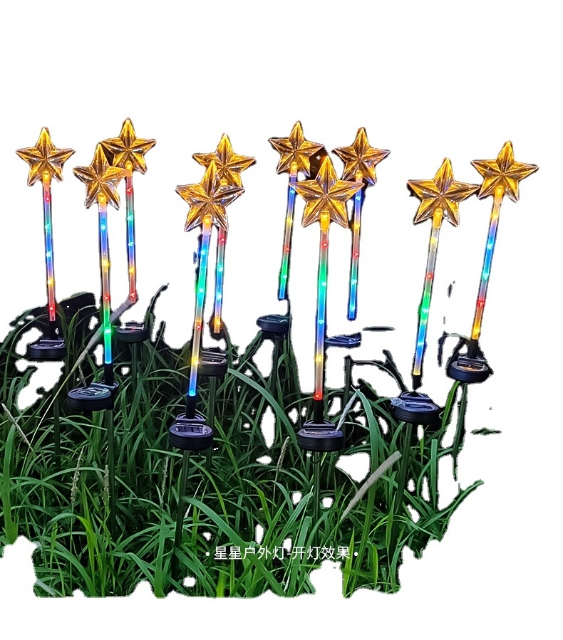 Outdoor Solar Led Star Spike Light For  Christmas  Party Holiday Landscape Garden Pathway Lawn Security Gate Villa