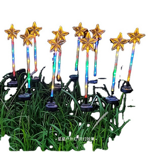 Outdoor Solar Led Star Spike Light For  Christmas  Party Holiday Landscape Garden Pathway Lawn Security Gate Villa