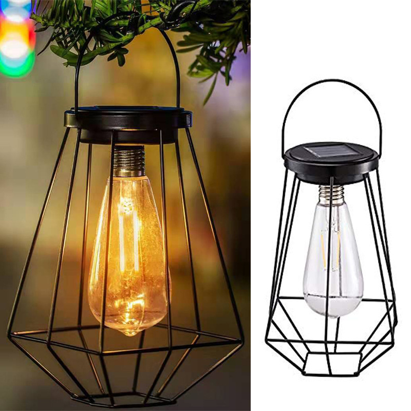 Led Solar Hanging Portable Lantern Decoration Waterproof Iron Brilliant Night Light Portable Camping Emergency Light