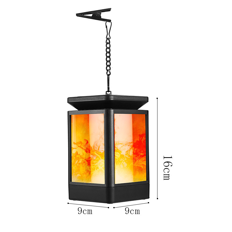 Elegant Solar Led 99L Portable Rechargeable Vivid Flame Clip Hanging Table Lantern Garden Outdoor Gate Security Night Wall Light