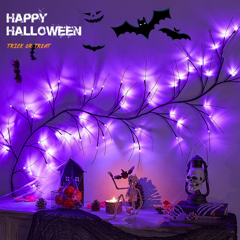 1.9 Meters Led Ivy String Bat Spider Pumpkin Maple Leaf Pumpkin String Light For Halloween Party Holiday