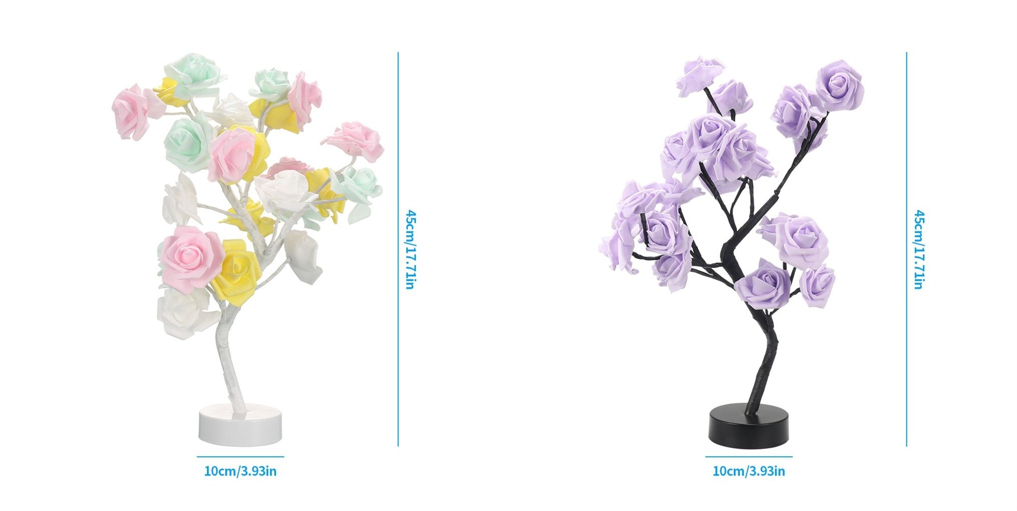 Fashion Colorful LED Rose Flower Tree Table Lamp For Holiday Party Wedding Xmas Gift Hotel Room Decor Night Light