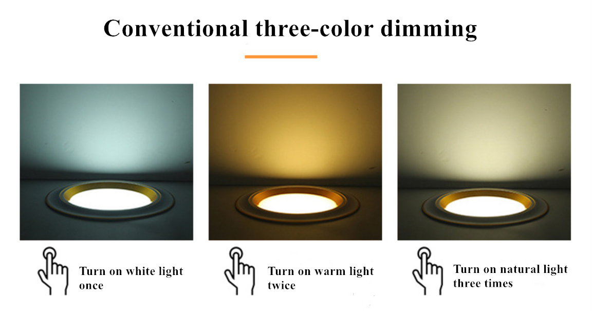 Three Color Dimming LED Downlight Living Room Shopping Mall Spotlight Embedded Ceiling Panel Light