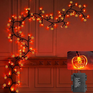 1.9 Meters Led Ivy String Bat Spider Pumpkin Maple Leaf Pumpkin String Light For Halloween Party Holiday