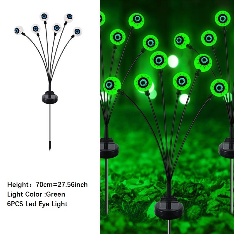 Solar Led 6 in 1 Pumpkin Eyes Halloween Atmosphere Stake Garden Waterproof Light for Outdoor Garden Holiday Decor