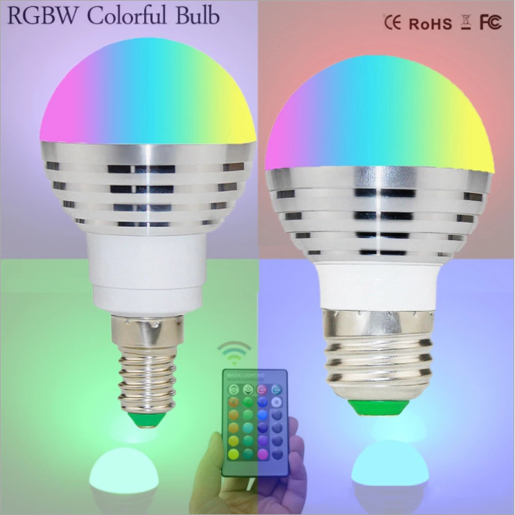 RGB Remote Control Bulb Light E14 E27 LED Colorful Bulb Light 3W Smart Dimming Color Changing Home Decoration Lighting