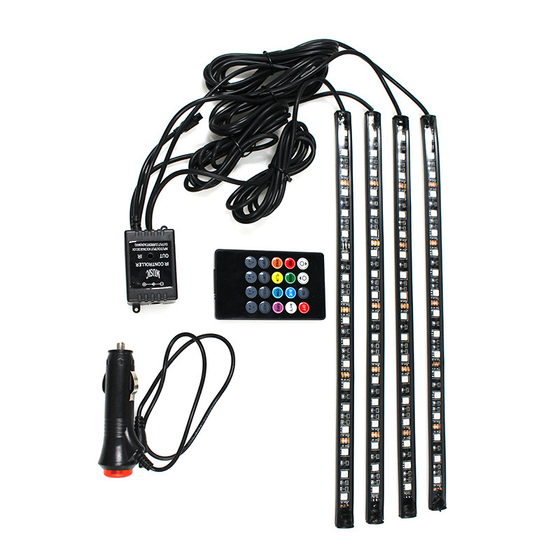 LED Musical Remote Control RGB Car Strip Light For Car Interior Colorful Atmostphere Ambient Light