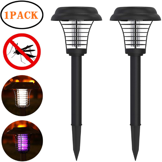 LED Solar Round Plastic Mosquito Killer Light Outdoor Rainproof Garden Yard Corridor Gate Insect Killer Light