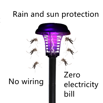 LED Solar Round Plastic Mosquito Killer Light Outdoor Rainproof Garden Yard Corridor Gate Insect Killer Light