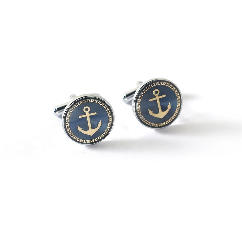 Wholesale Price Cuff Links Hot Sales Boutique Enamel Boat Anchor Cuff Links Men's French Shirt Button Cuff Nails