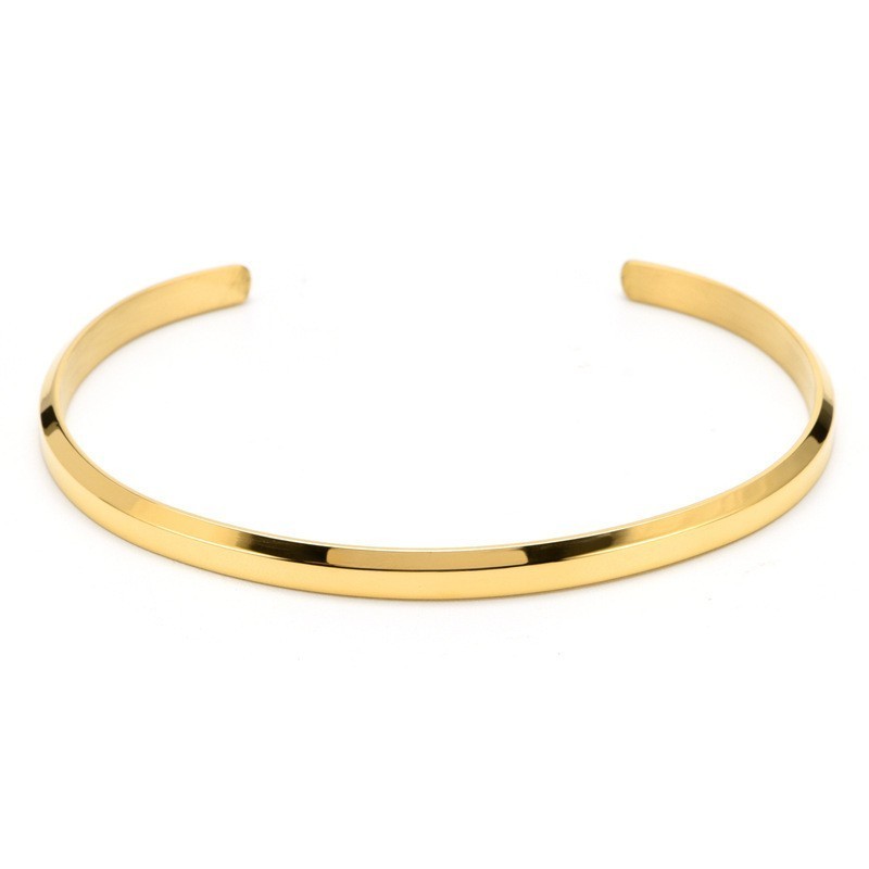 Wholesale Simple Fashion Designer Bangle Bracelet 18k Gold Plated Stainless Steel C-shaped Cuff Open Bracelet For Women and Men