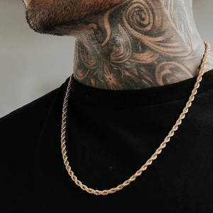 Vintage Fashion Men Ropes Long Necklace  for Men Jewelry Gift Hip-hop Punk Alloy Minimalist Twist Rope Chain Necklace