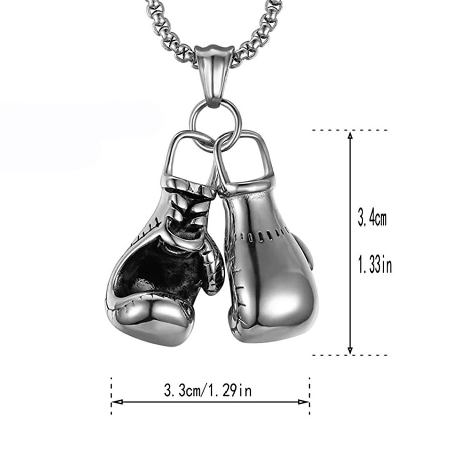 Punk Fashion Boxing Sports Fitness Jewelry Necklaces Box Chain Boxing Gloves Pendant Necklace for Men Women