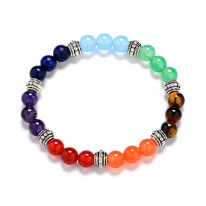 Lancui Volcanic Rock Wrap Stretch Beaded Lava Healing Natural Stone Bead 7 Chakra Bracelets