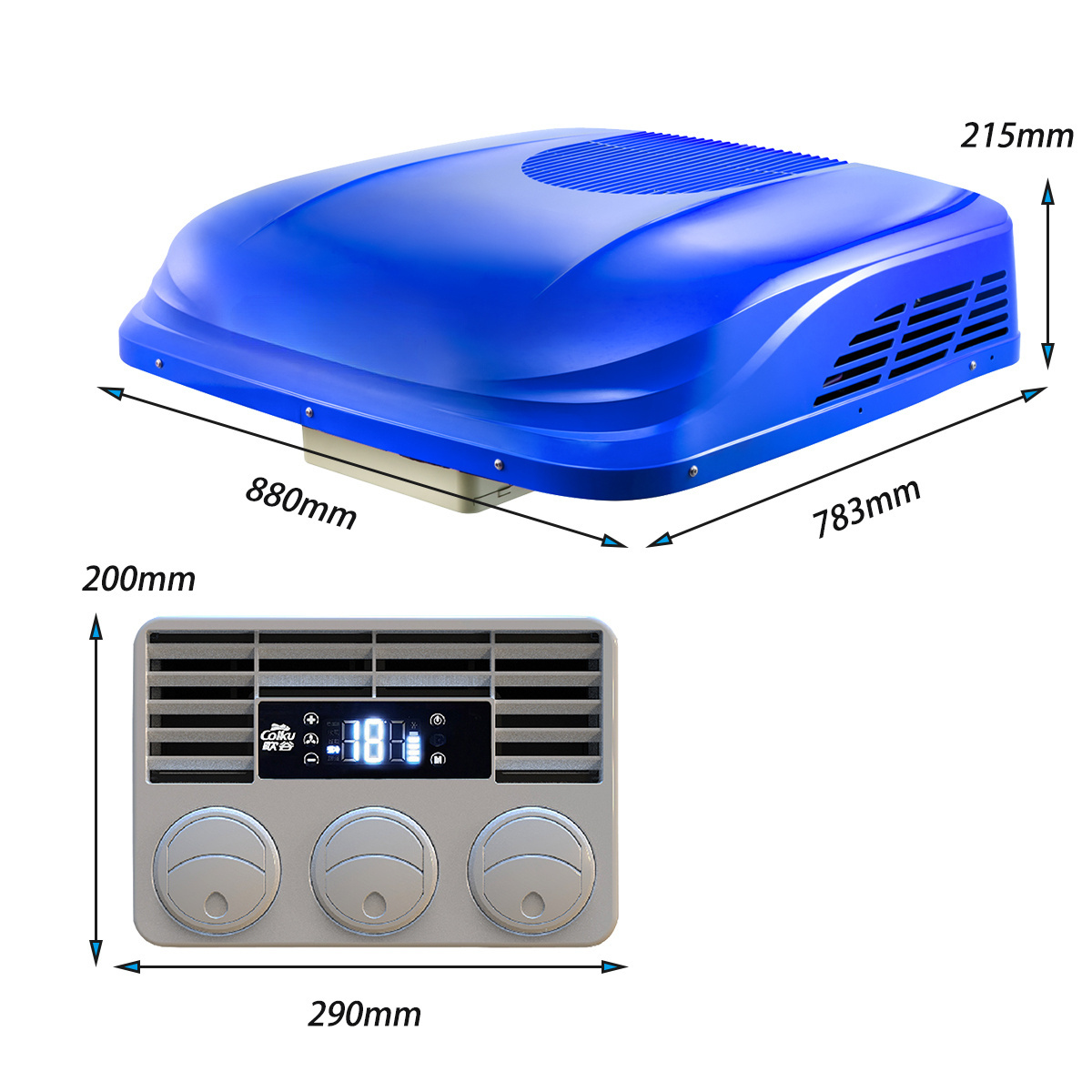 Battery powered truck sleeper cabin parking cooler roof top split electric portable cooling air conditioner 12 volt 24v dc