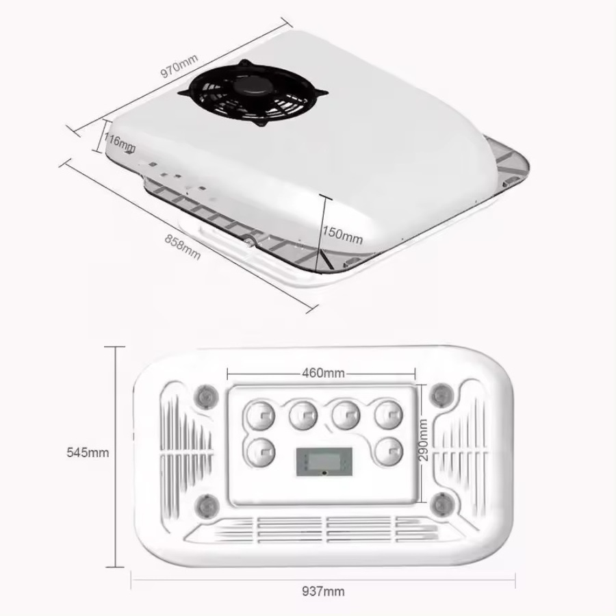 electric Parking link cooler 12 volt rooftop electric min 24v roof mounted dc 12v air conditioner for truck cabin battery power