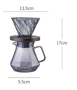 Diamond Shape 400ml/600ml Borosilicate Glass Coffee Dripper Filter Hand Drip Pour over Coffee Maker Set