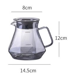 Diamond Shape 400ml/600ml Borosilicate Glass Coffee Dripper Filter Hand Drip Pour over Coffee Maker Set