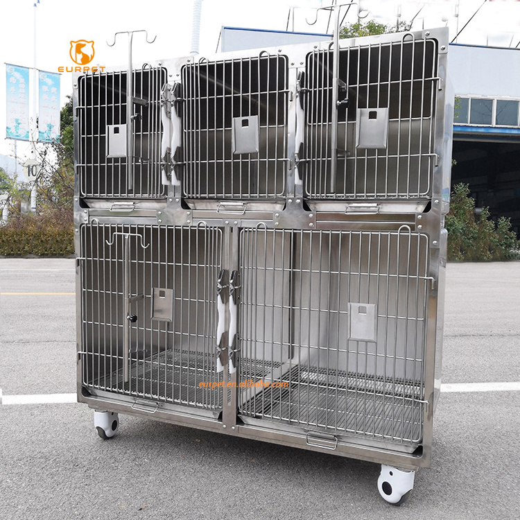 EUR PET High Quality Factory Supply Professional Veterinary 5 Doors Stainless Steel Dog cage For Pet veterinary Modular Cage