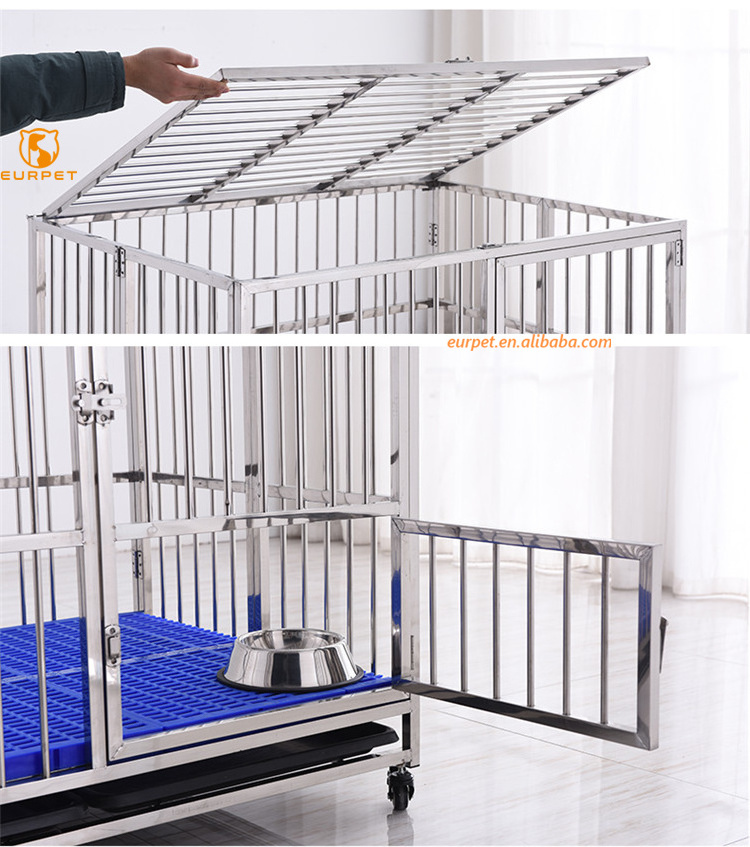 EUR PET High Quality Veterinary Single layer stainless steel pet folding dog kennel cage For Vet Clinic