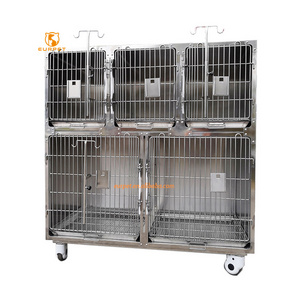 EUR PET High Quality Factory Supply Professional Veterinary 5 Doors Stainless Steel Dog cage For Pet veterinary Modular Cage