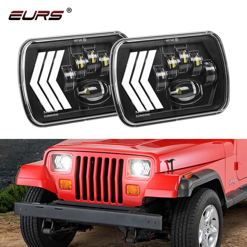 EURS Car Accessories 55W offroad working  Led Work Lamp  waterproof spot light 5X7 inch fog lamps white red SUV car headlight