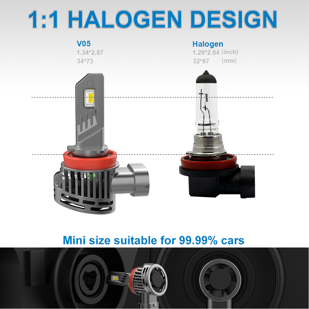 2023 New Arrival Auto Led Bulbs 100W High Bright Fan Style Halogen Desgin H1 H7 H4 H11 9005 9006 Led Headlights