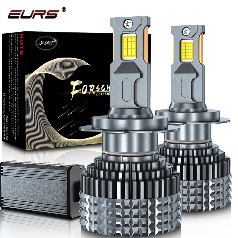 EURS High power 9-80v F9 CSP car led bulbs headlights Double copper tube H7 H4 H8/H11 Aluminium alloy auto H1 H3 led fog lights