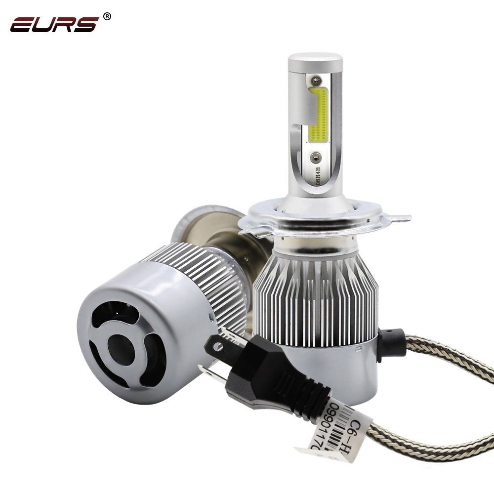 EURS C6 LED light bulbs COB Chip H11 led  H4  led H7 6500k 72w 7600LM  9006  9005 car headlight conversion kit