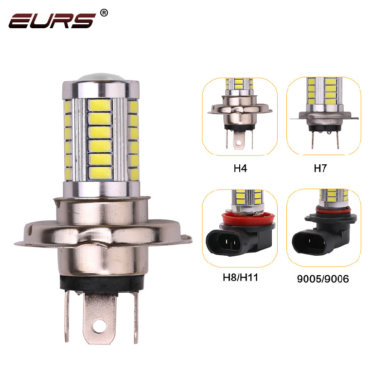 EURS Motorcycle Fog Lights LED Headlight Bulbs 12V 800lumen H4 9005 9006 H8/H11 H7 5630 33SMD Upgrade Lamps Super Bright