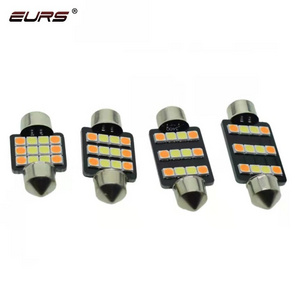 EURS dual color high brightness car bulb 31mm 36mm 39mm 41mm 12W 4014 canbus reading light 12smd led