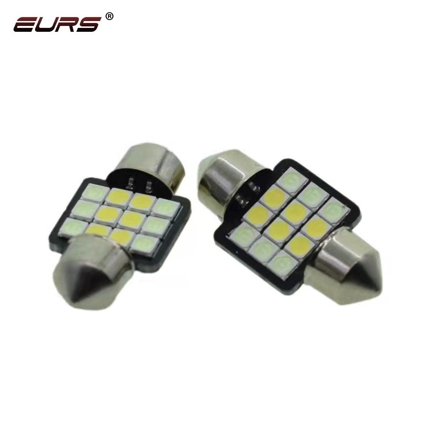 EURS dual color high brightness car bulb 31mm 36mm 39mm 41mm 12W 4014 canbus reading light 12smd led