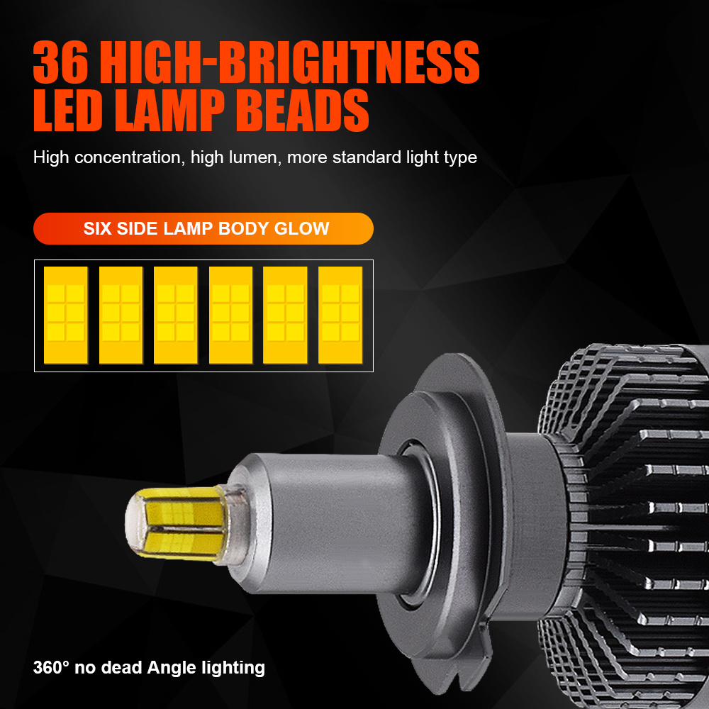 EURS 2pcs H1 led H7 H8 H9 H11 9005 HB3 9006 HB4 LED Canbus Car Headlight Bulbs 6000K 38w 9200LM 6 Sides 36CSP 360 Light bulb