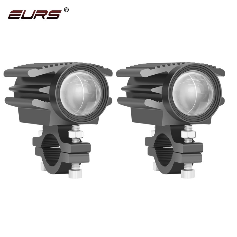 EURS 3000k 6000k Car led motorcycle laser spotlights two-color lens electric car bulb white and yellow 8-80v led work lights