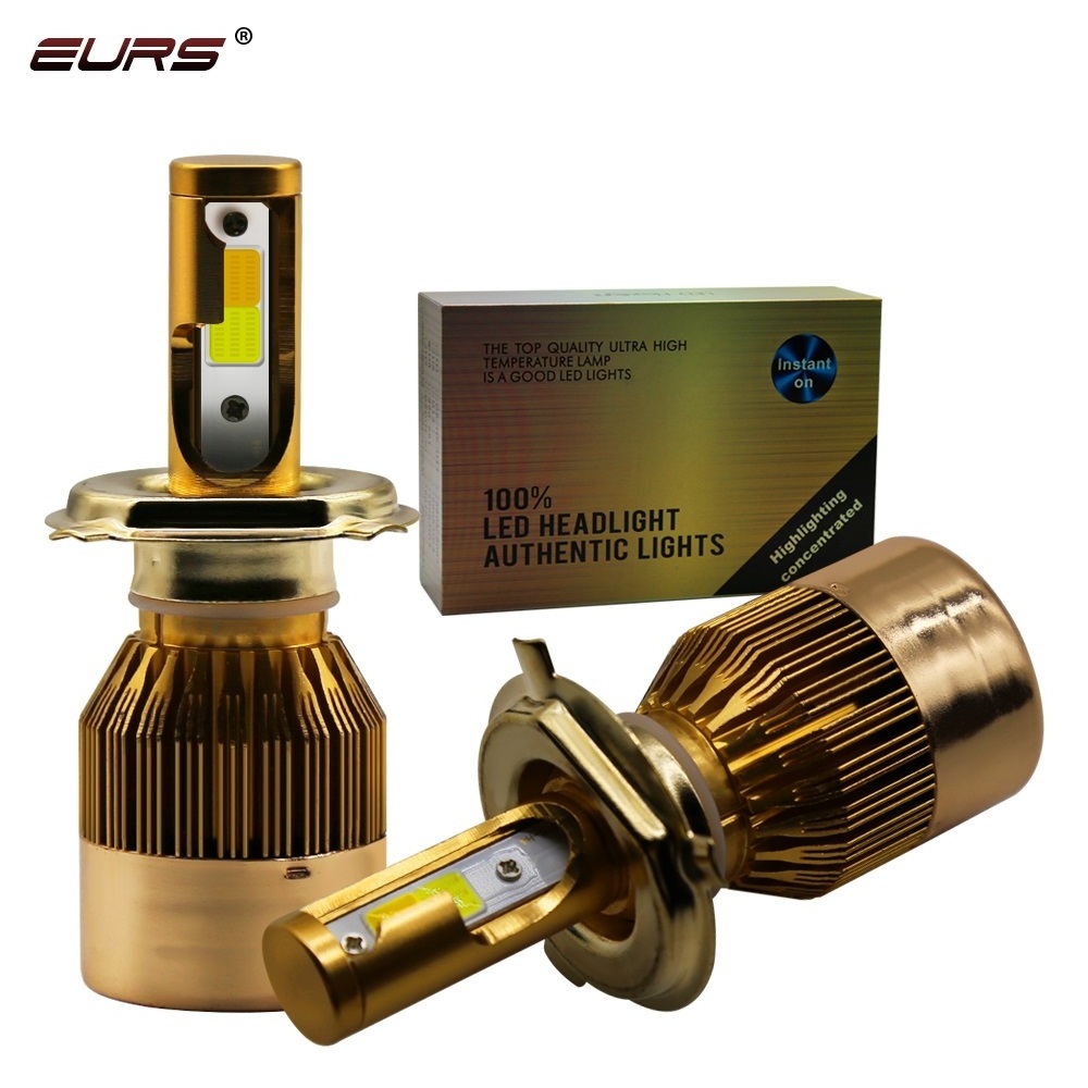 EURS C6 gold  Dual color white + yellow temperature range LED headlight Fog Light H1 H3 H4 H7 H8 H9 H11 880 8810 9005 9006