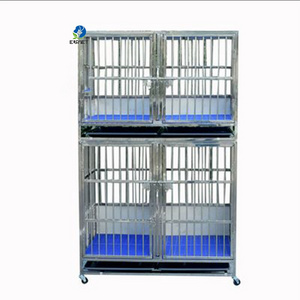 EUR VET Direct Selling Three Doors 2 Layers High Stainless Steel Pet Folding Cage  Stackable Dog Cage