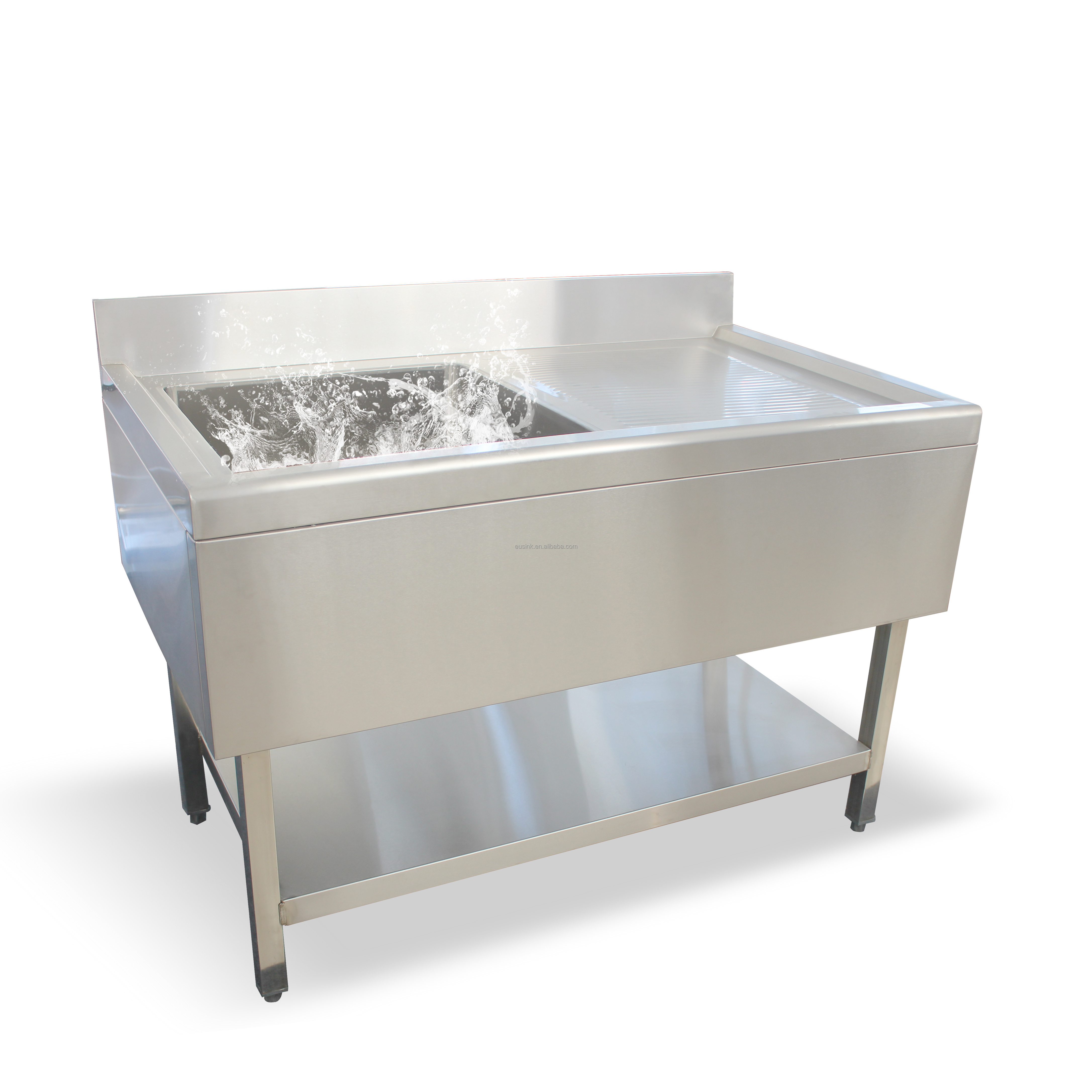 Heavy Duty Commercial Stainless Steel Sink Work Table With Drainboard for Kitchen