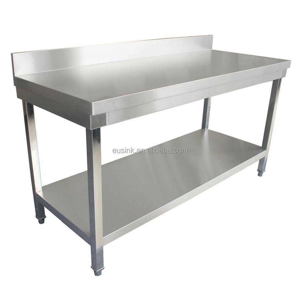 Eusink kitchen stainless steel wor table with backsplash work bench for commercial kitchen