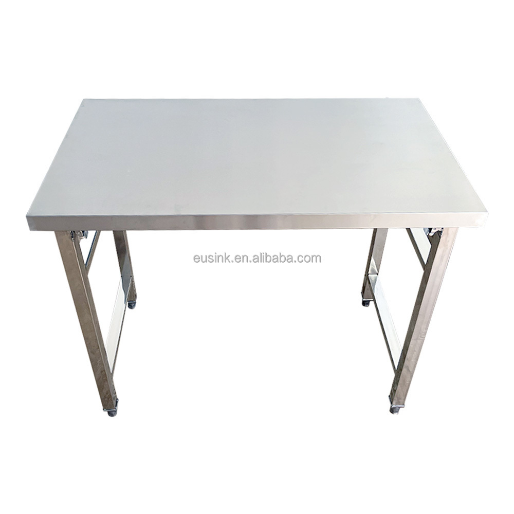 Eusink Commercial Hot Sale Kitchen Work Table Factory Price Outdoor Stainless Steel Folding Table