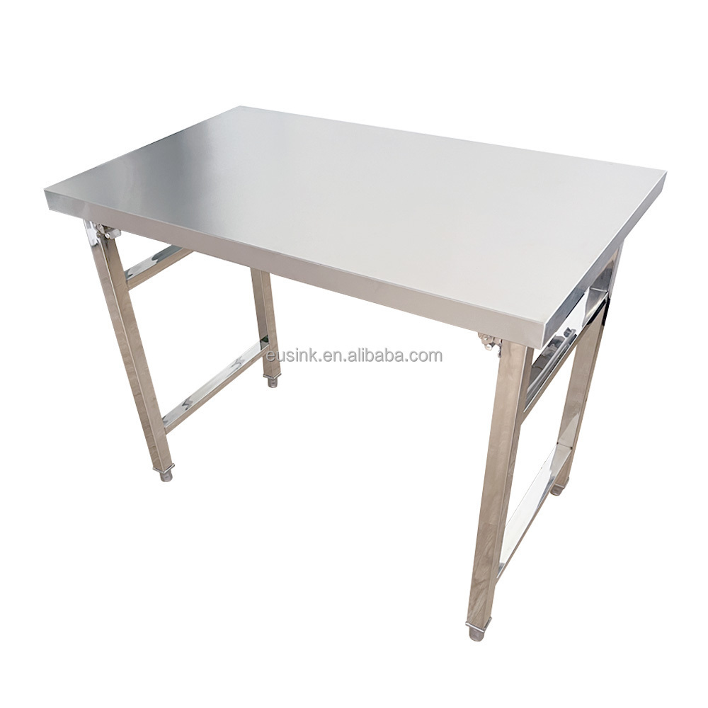 Eusink Commercial Hot Sale Kitchen Work Table Factory Price Outdoor Stainless Steel Folding Table