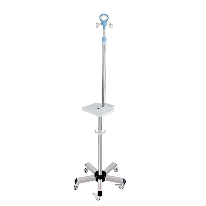 EU-PS241 Iv Pole With Pump Stand KSM-IVP Cheap Price Stainless Steel Medical 4 Leg Drip Infusion Stand For Hospital Bed