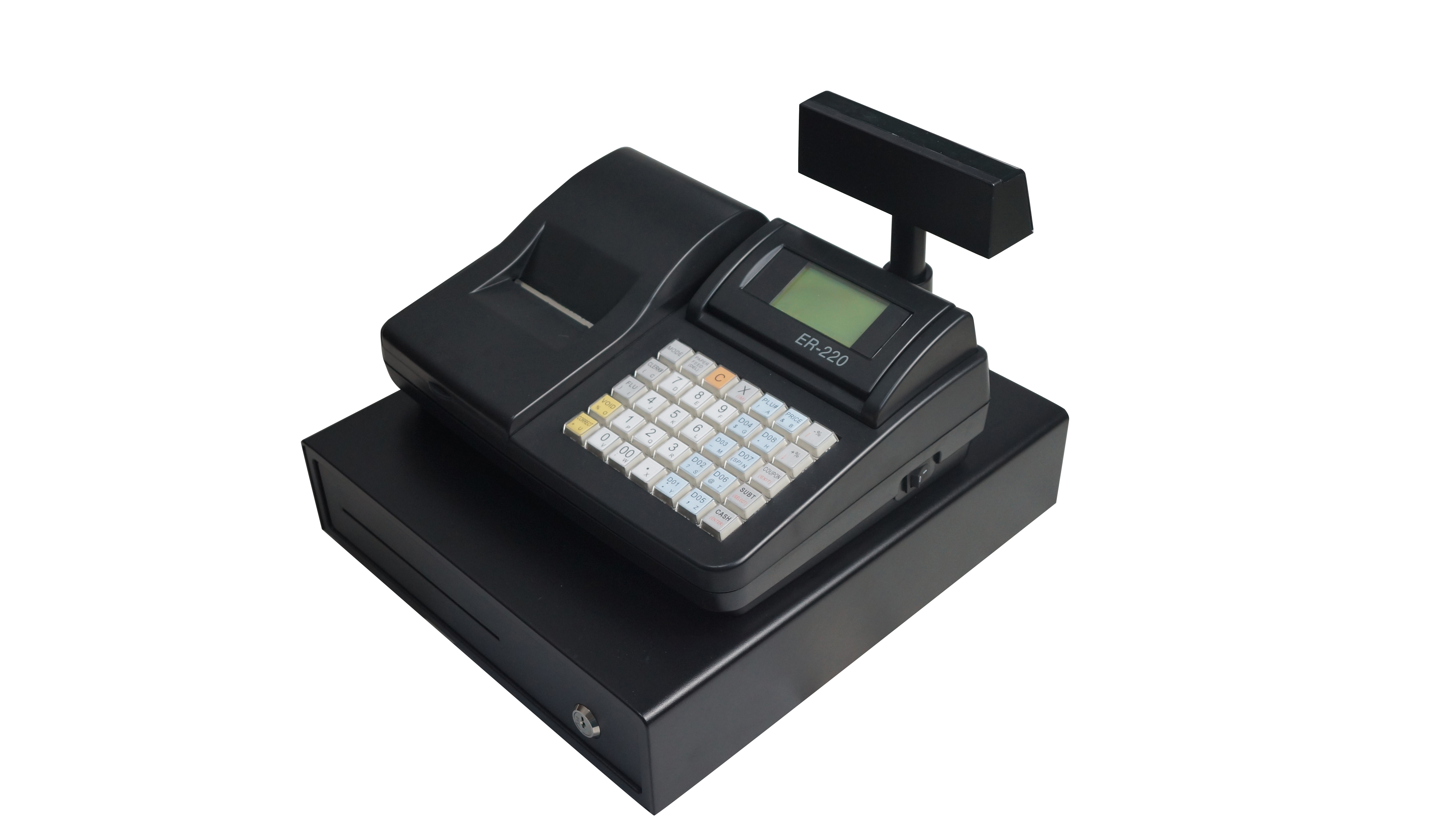 All in one pos cash register with 60 department programmable with built-in 58mm thermal printer and customer display