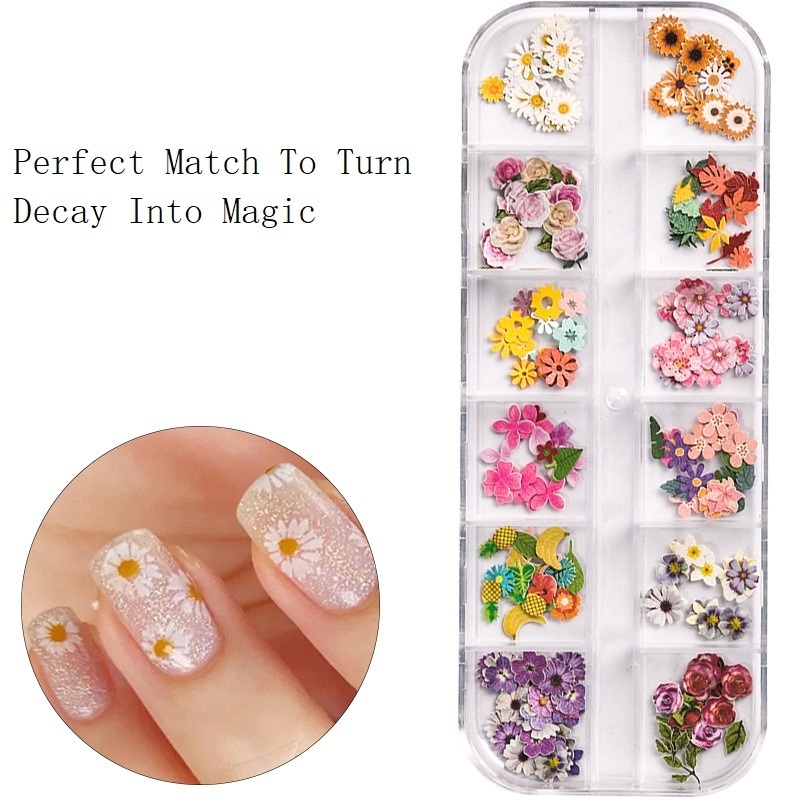 3D Nail Stickers Flower Pink Purple Cherry Blossoms Nail Art Decals Floral Leaf Spring Sliders Manicure Decor Tips