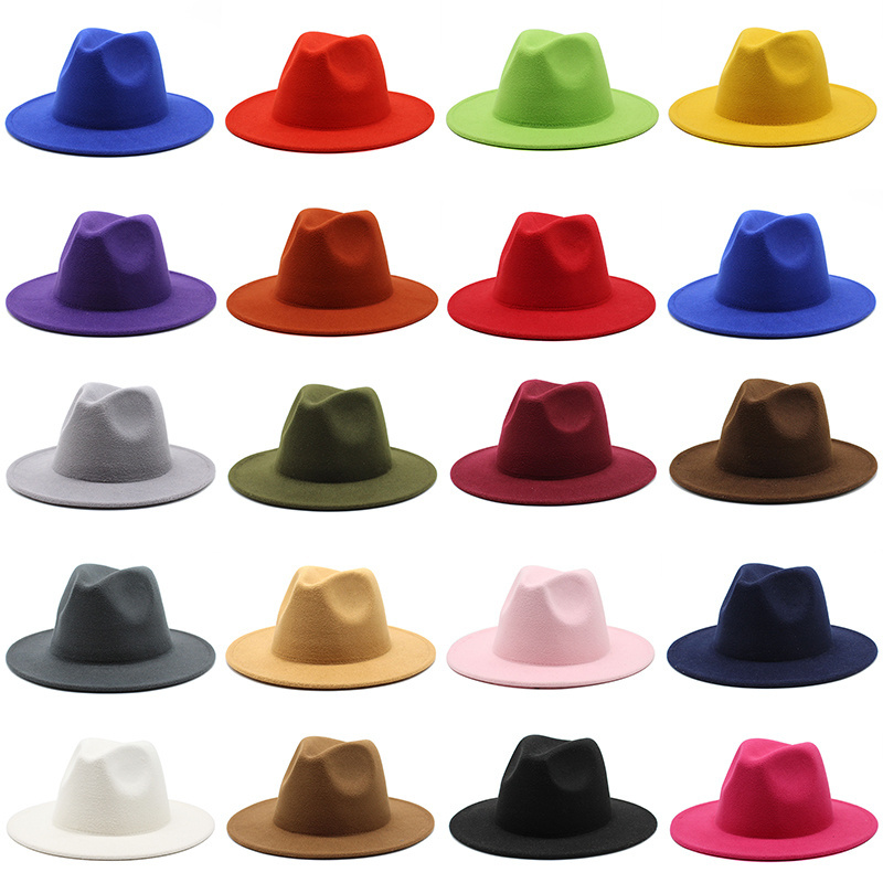 High Quality Wide Brim Panama Fedora Hats Women Wholesale 2022 Wool Felt Classic Party Fedora Hats Men Custom